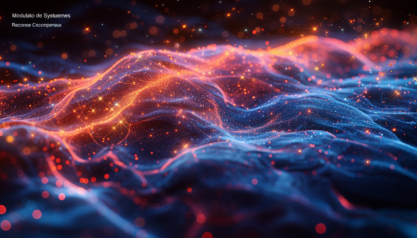 Une image illustrant des ondes alpha, bêta gamma, entouré de points de couleur diverses, qui représente des neurones avec une efficacité pour arrêter de fumer en Musique